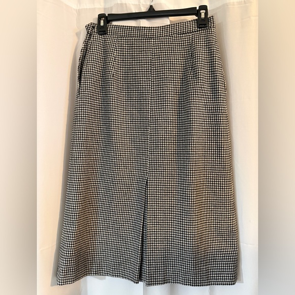 Vintage Peabody House Houndstooth Midi Skirt 9/10 | Wool Blend | 80s 90s - Picture 6 of 8